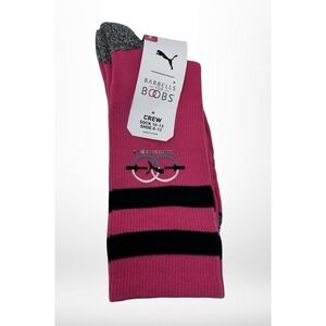 Puma Barbells For Boobs Crew Socks 2 Pack 10-13 Striped New
